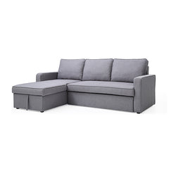 3 Seater Sofa Bed with pull Out Storage Corner Chaise Lounge Set in Grey.
