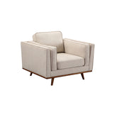 Single Seater Armchair Sofa Modern Lounge Accent Chair in Beige Fabric with Wooden Frame.