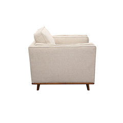 Single Seater Armchair Sofa Modern Lounge Accent Chair in Beige Fabric with Wooden Frame.