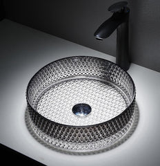 2022 Ultra Modern Hotel Style Glass Wash Round Gold basin counter top counter top Sink Transparent Crystal