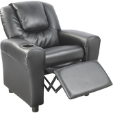 PU Leather Kids Recliner with Drink Holder