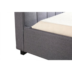 King Single Linen Fabric Deluxe Bed Frame Grey