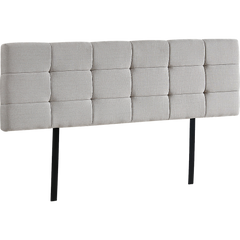 Linen Fabric King Bed Deluxe Headboard Bedhead - Beige