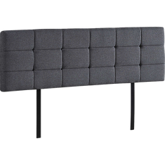Linen Fabric King Bed Deluxe Headboard Bedhead - Grey