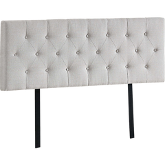 Linen Fabric Queen Bed Deluxe Headboard Bedhead - Beige