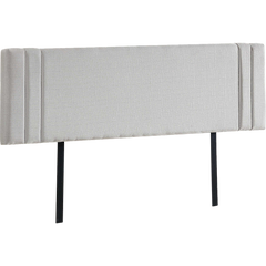 Linen Fabric King Bed Deluxe Headboard Bedhead - Beige