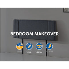Linen Fabric Double Bed Deluxe Headboard Bedhead - Grey