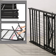 Queen Folding Metal Bed Frame Storage Platform Mattress Base