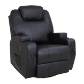 Black Massage Sofa Chair Recliner 360 Degree Swivel PU Leather Lounge 8 Point Heated.