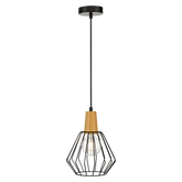 Wood Pendant Light Bar Black Lamp Kitchen Modern Ceiling Lighting