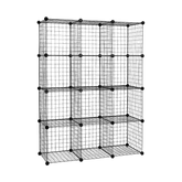 12 Cube Wire Grid Organiser Bookcase Storage Cabinet Wardrobe Closet Black