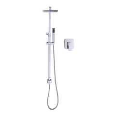 WELS 8" Rain Shower Head Set Square Dual Heads Faucet High Pressure With Mixer