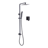WELS 8" Rain Shower Head Set Square Dual Heads Faucet High Pressure With Mixer