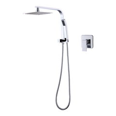 WELS 8" Rain Shower Head Set Square Dual Heads Faucet High Pressure With Mixer