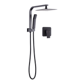 WELS 8" Rain Shower Head Set Square Dual Heads Faucet High Pressure With Mixer