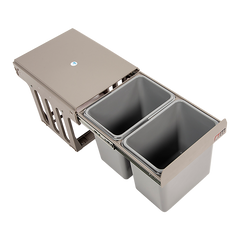 2x 15L Pull Out Trash Bin Dual Kitchen Garbage Waste Basket Cabinet Bin