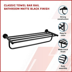 Classic Towel Bar Rail Bathroom Matte Black Finish