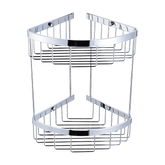2-Tier Corner Bathroom Basket Shelf Rail Rack