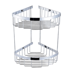 2-Tier Corner Bathroom Basket Shelf Rail Rack