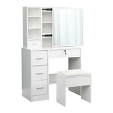 Dressing Table Stool Mirror Jewellery Cabinet Makeup Storage Drawer White