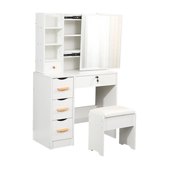 Dressing Table Makeup Table Stool Mirror Makeup Jewellery Organiser Cabinet Desk