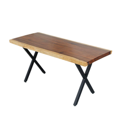 X-Shaped Table Bench Desk Legs Retro Industrial Design Fully Welded - Black