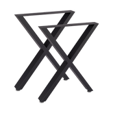 X-Shaped Table Bench Desk Legs Retro Industrial Design Fully Welded - Black
