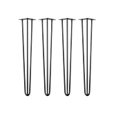 Set of 4 Industrial 3-Rod Retro Hairpin Table Legs 12mm Steel Bench Desk - 71cm Black