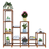 Indoor Outdoor Garden Plant Stand Planter Flower Pot Shelf Wooden Shelving - 12 Shelves