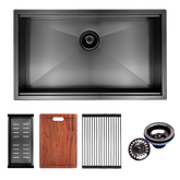 BRIENZ 32-inch Nano Workstation Ledge Undermount 16 Gauge Stainless Steel Kitchen Sink Single Bowl