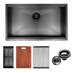 BRIENZ 32-inch Nano Workstation Ledge Undermount 16 Gauge Stainless Steel Kitchen Sink Single Bowl