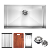 BRIENZ 32-inch Nano Workstation Ledge Undermount 16 Gauge Stainless Steel Kitchen Sink Single Bowl