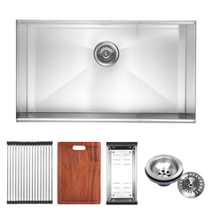 BRIENZ 32-inch Nano Workstation Ledge Undermount 16 Gauge Stainless Steel Kitchen Sink Single Bowl