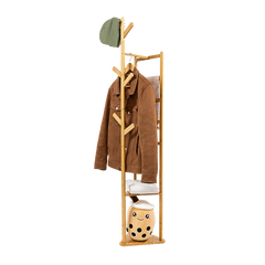 Clothes Coat Rack Garment Stand Shelf Wooden Tree Hanger Bag Hat Hook Holder