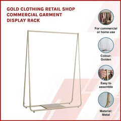 Gold Clothing Retail Shop Commercial Garment Display Rack