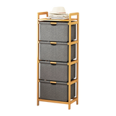 Bamboo Shelf with Storage Hamper - Wooden Bamboo Removable Bags