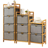 Bamboo Shelf with Storage Hamper - Wooden Bamboo Removable Bags