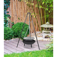 Tripod Garden Fire Pit BBQ Barbecue Cast Iron & Steel Fire Pit Bowl Round