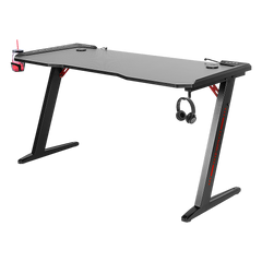 LED Gaming Desk Computer Table Adjustable w/Cup Holder Headphone Hook Cable Hole