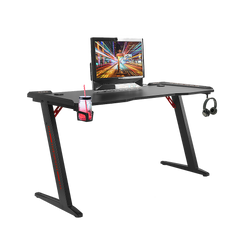 LED Gaming Desk Computer Table Adjustable w/Cup Holder Headphone Hook Cable Hole