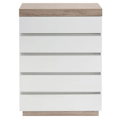 Ashley Coastal White Wooden Chest of 5 Drawers Tallboy