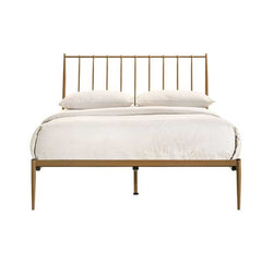 Metal Bed Frame Base Platform in Gold Queen Mid Century Timber Slat