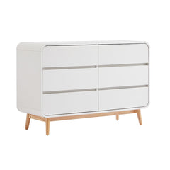 Merlin White Modern Retro Chest of Drawers Cabinet White and Oak