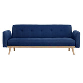 Nicholas 3-Seater Blue Foldable Sofa Bed.