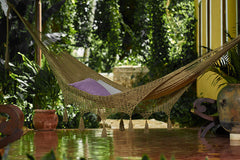Mayan Legacy King Size Deluxe Outdoor Cotton Mexican Hammock in Cedar Colour