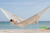 Mayan Legacy King Size Deluxe Outdoor Cotton Mexican Hammock in Cream Colour
