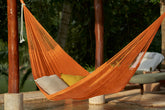 Mayan Legacy King Size Outdoor Cotton Mexican Hammock in Orange Colour