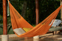 Mayan Legacy King Size Outdoor Cotton Mexican Hammock in Orange Colour