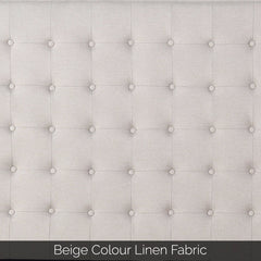 Bed Head Double Beige Headboard Upholstery Fabric Tufted Buttons