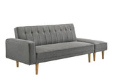3 Seater Fabric Sofa Bed with Ottoman - Light Grey.